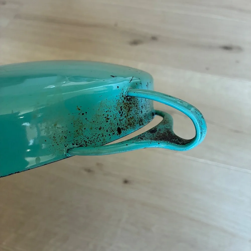 Vintage Dansk Kobenstyle Turquoise 9.5 Paella Pan MCM Enamel Denmark IHQ